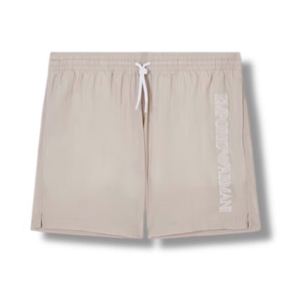 EMPORIO ARMANI BACK LOGO T-SHIRT & SWIM SHORTS SET BEIGE