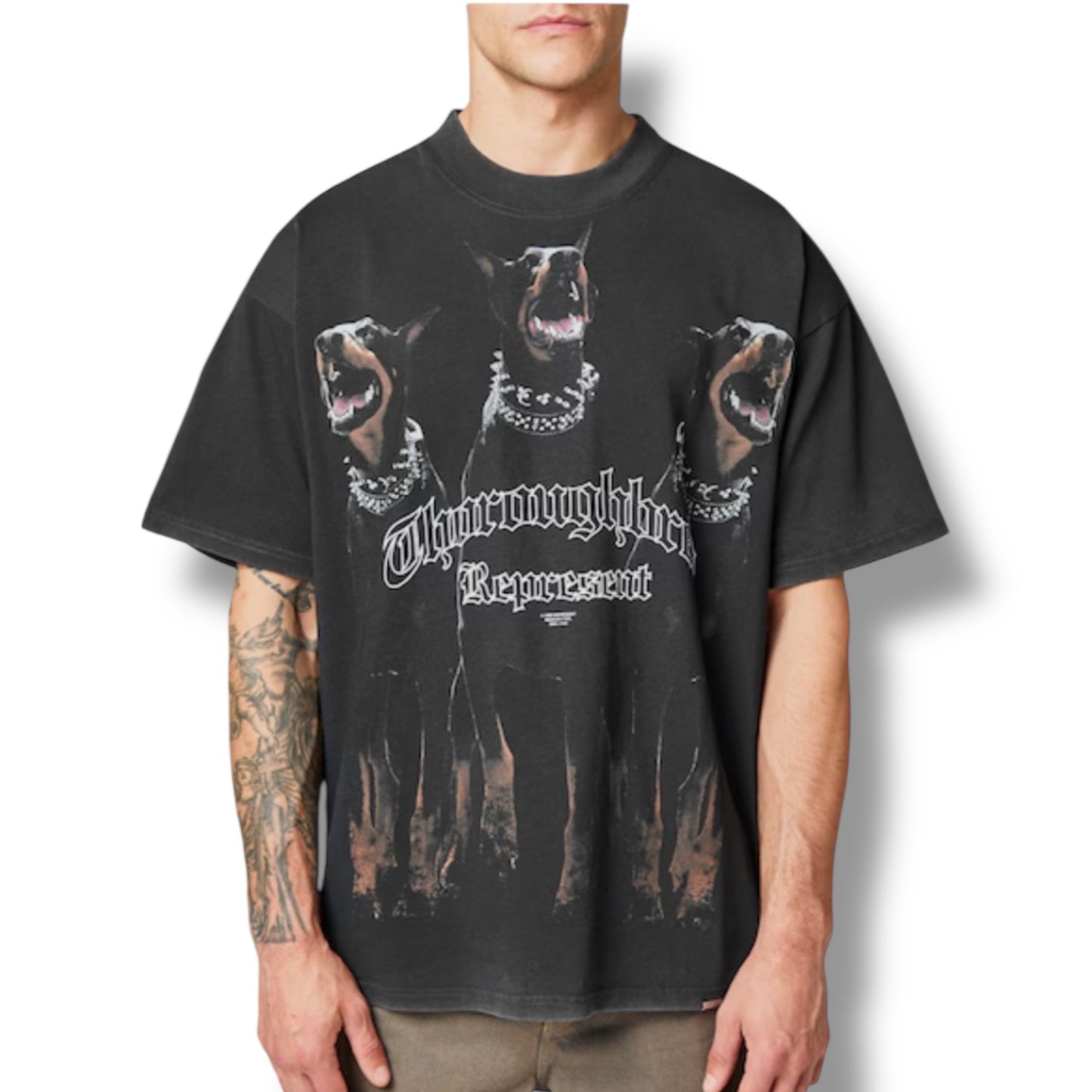 REPRESENT THOROUGHBRED DOG T-SHIRT WASHED BLACK