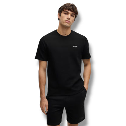 HUGO BOSS WAFFLE JERSEY T-SHIRT & SHORTS SET BLACK