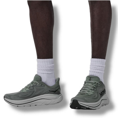 HOKA CLIFTON 10 RUNNING TRAINERS GREY