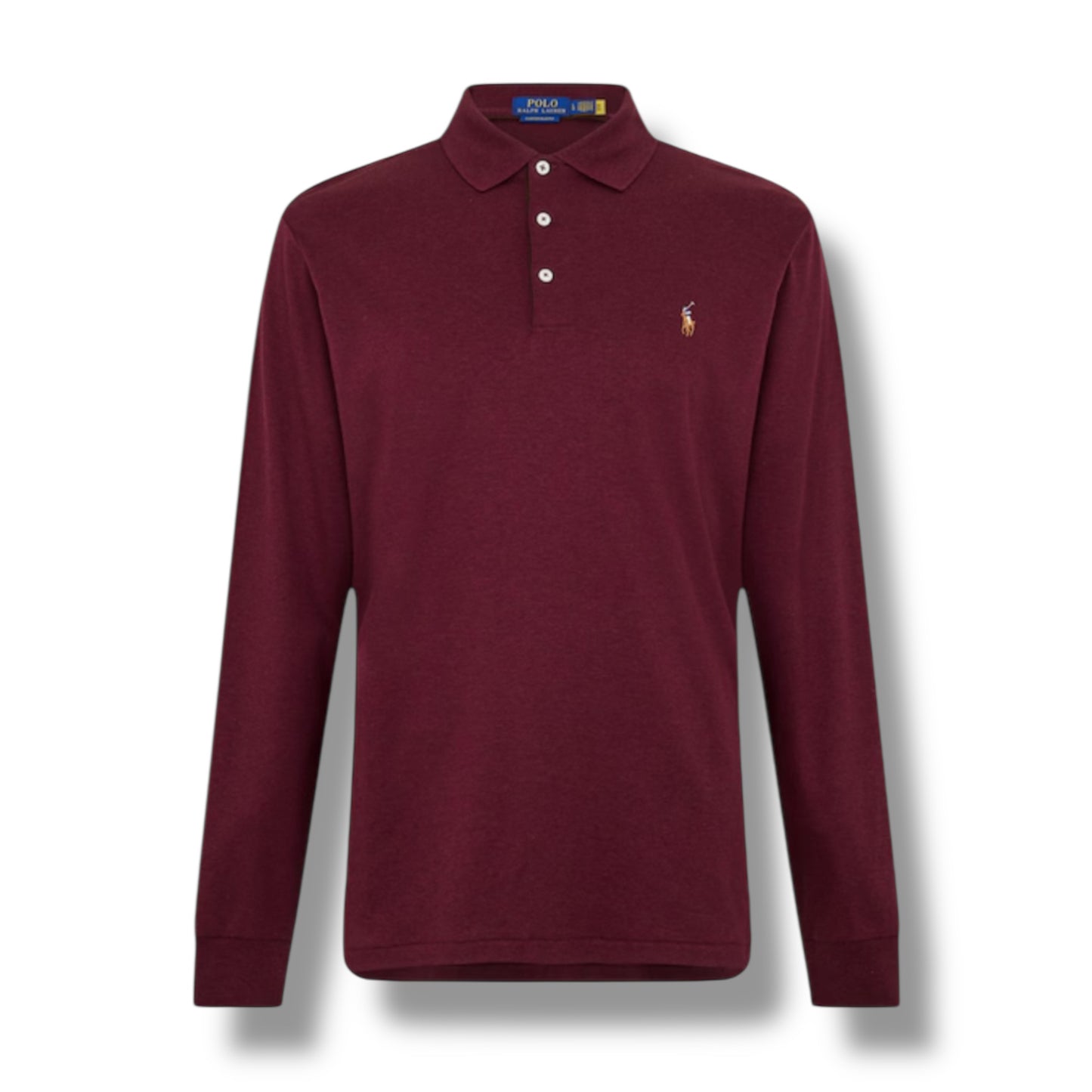 RALPH LAUREN LONG SLEEVE POLO SHIRT BURGUNDY