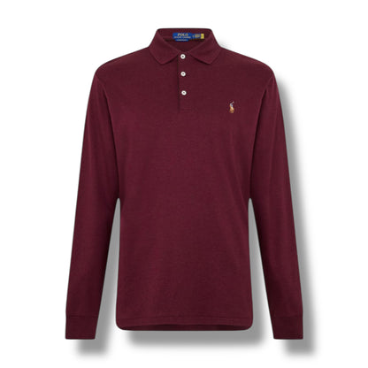 RALPH LAUREN LONG SLEEVE POLO SHIRT BURGUNDY