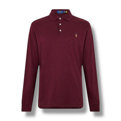 RALPH LAUREN LONG SLEEVE POLO SHIRT BURGUNDY