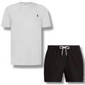 RALPH LAUREN T-SHIRT & SWIM SHORTS SET WHITE & BLACK