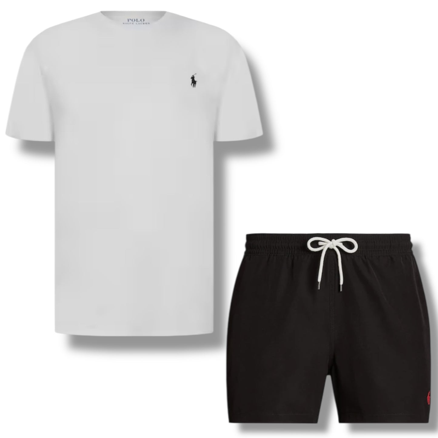 RALPH LAUREN T-SHIRT & SWIM SHORTS SET WHITE & BLACK