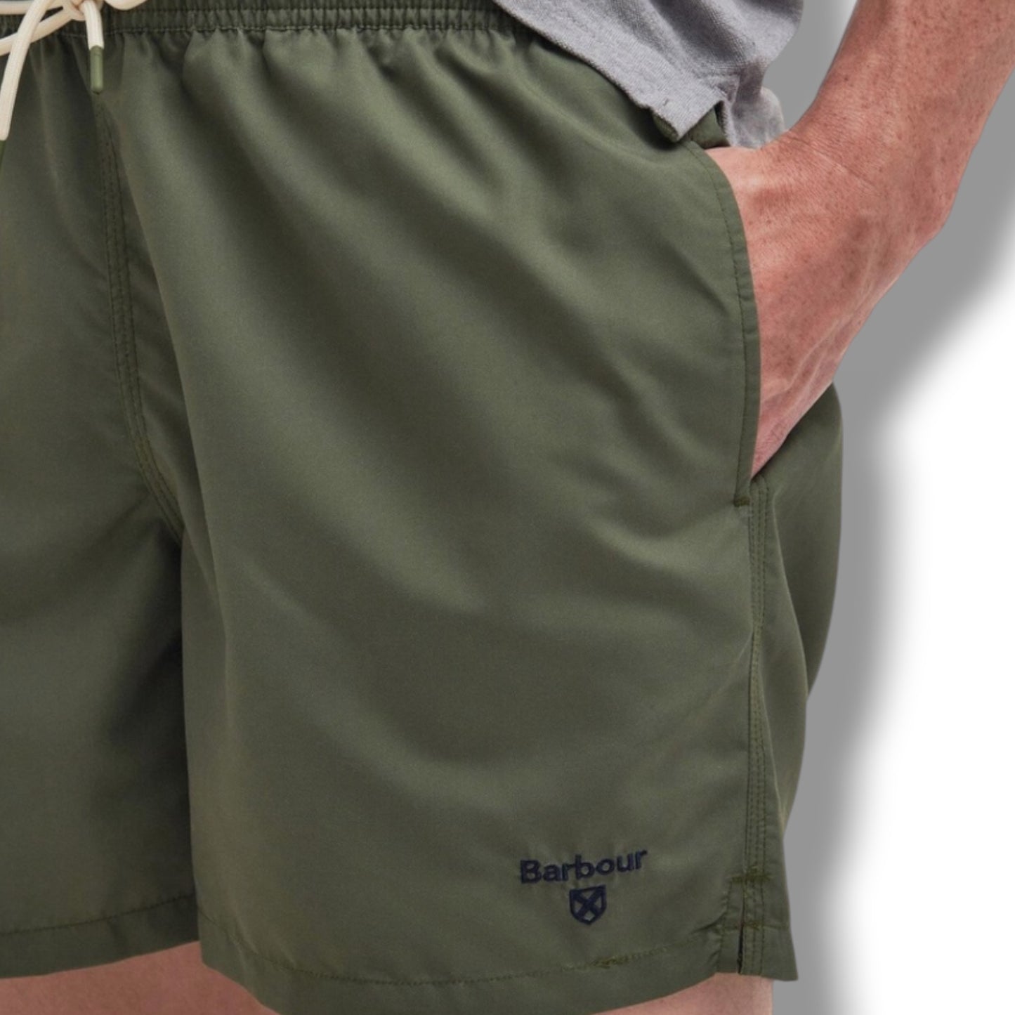 BARBOUR LAKE T-SHIRT & SWIM SHORTS WHITE & OLIVE GREEN