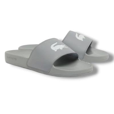 LACOSTE BIG LOGO SLIDERS GREY
