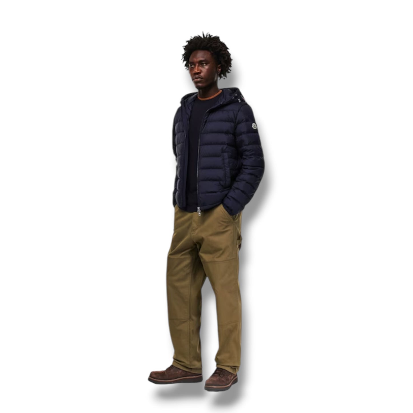 MONCLER VERM HOODED PUFFER JACKET NAVY BLUE