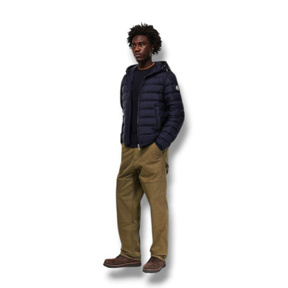 MONCLER VERM HOODED PUFFER JACKET NAVY BLUE