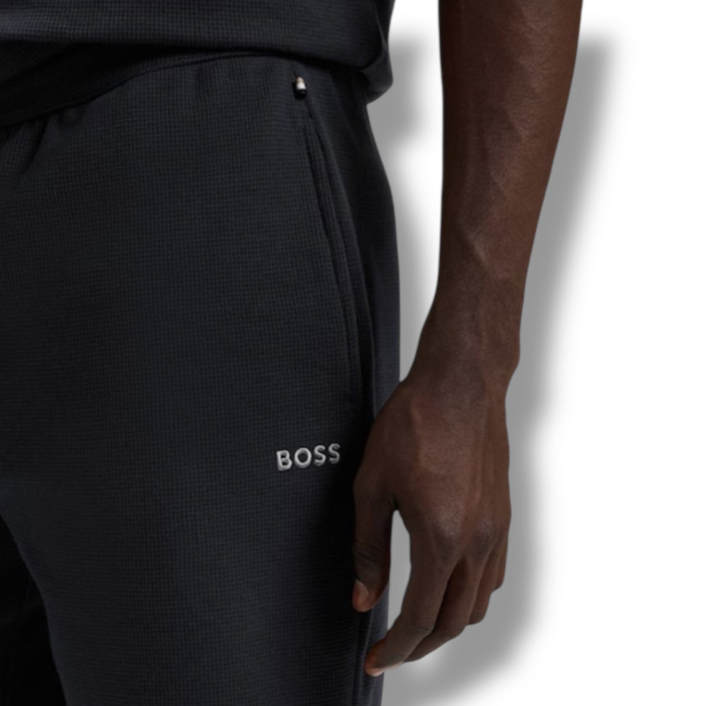 HUGO BOSS WAFFLE JERSEY T-SHIRT & SHORTS SET NAVY BLUE