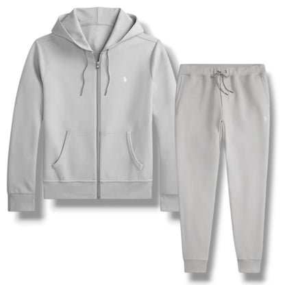 RALPH LAUREN TECH FULL ZIP HOODED TRACKSUIT SOFT GREY