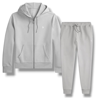 RALPH LAUREN TECH FULL ZIP HOODED TRACKSUIT SOFT GREY