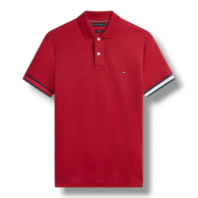 TOMMY HILFIGER FLAG TRIM POLO SHIRT RED