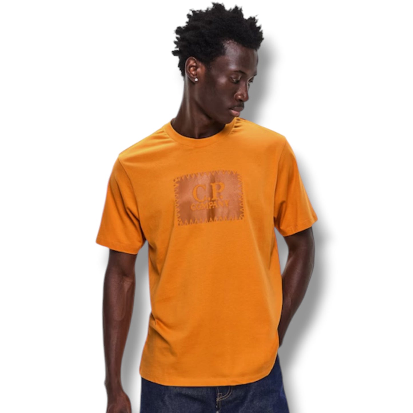 CP COMPANY STAMP LOGO T-SHIRT ORANGE