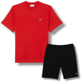 LACOSTE SMALL LOGO T-SHIRT & JERSEY SHORTS SET RED & BLACK
