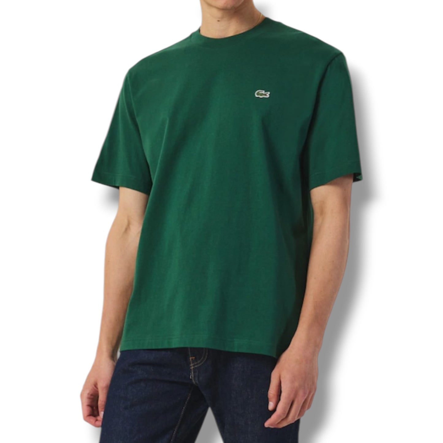 LACOSTE SMALL LOGO T-SHIRT & JERSEY SHORTS SET GREEN & NAVY BLUE