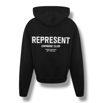 REPRESENT OWNERS CLUB ZIP UP HOODIE BLACK