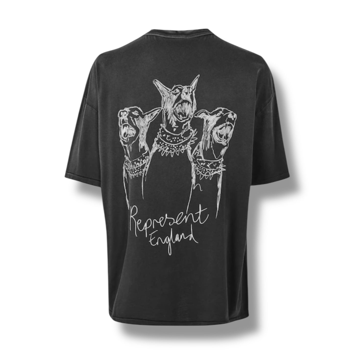 REPRESENT THOROUGHBRED DOG SCRIBBLE T-SHIRT WASHED BLACK