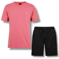 HUGO BOSS PATCH T-SHIRT & VERTI LOGO SWIM SHORTS LIGHT RED & BLACK