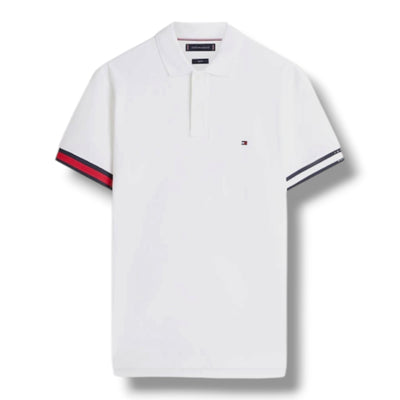 TOMMY HILFIGER FLAG TRIM POLO SHIRT WHITE