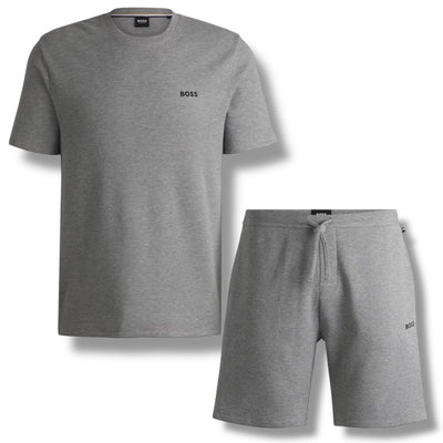 HUGO BOSS WAFFLE JERSEY T-SHIRT & SHORTS SET GREY