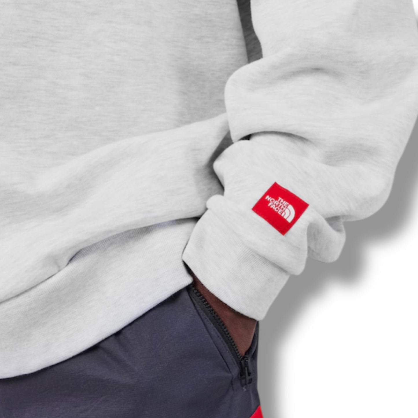 THE NORTH FACE TNF RED BOX OTTH HOODED FULL TRACKSUIT LIGHT GREY
