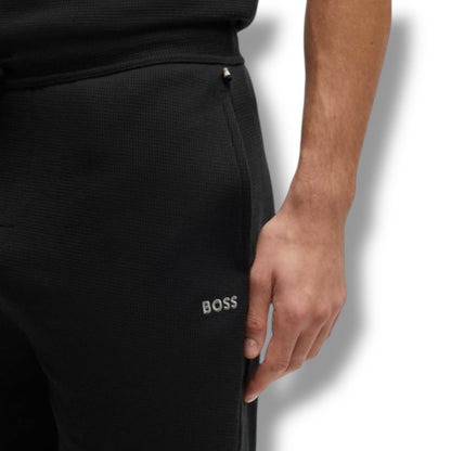 HUGO BOSS WAFFLE JERSEY T-SHIRT & SHORTS SET BLACK