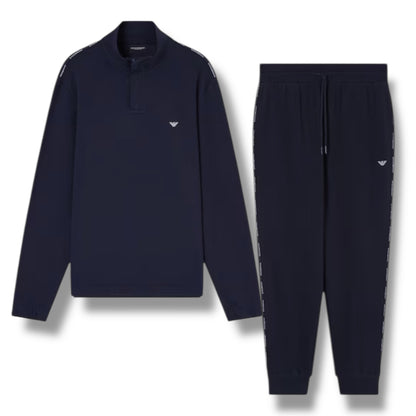 EMPORIO ARMANI TRIM 1/4 ZIP FULL TRACKSUIT NAVY BLUE