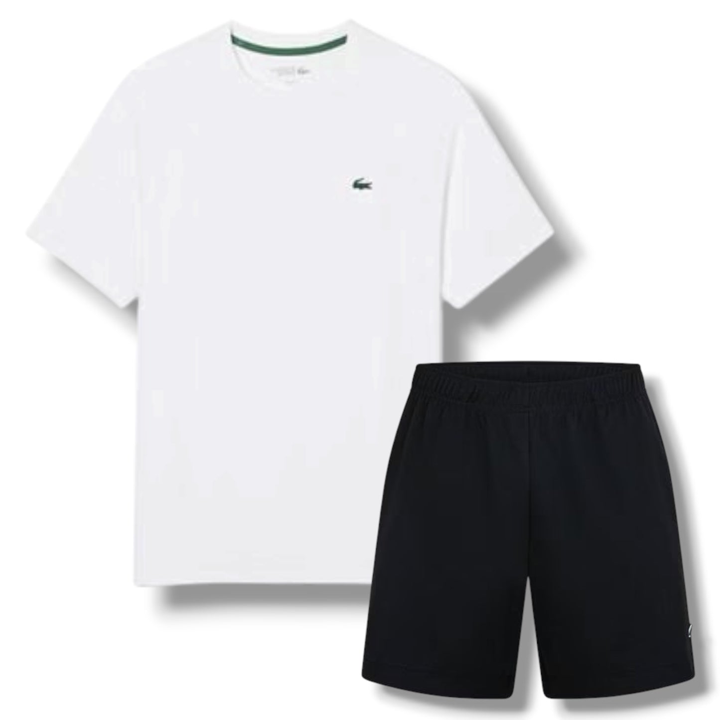 LACOSTE TECH GYM SET T-SHIRT & SHORTS WHITE & BLACK