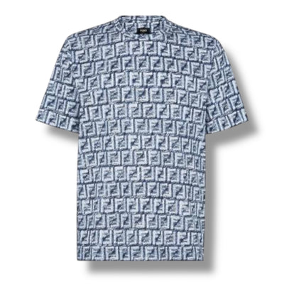 FENDI FF ALL OVER LOGO T-SHIRT BLUE