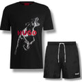 HUGO BARKING DOG LOGO T-SHIRT & SMALL LOGO SWIM SHORTS SET BLACK