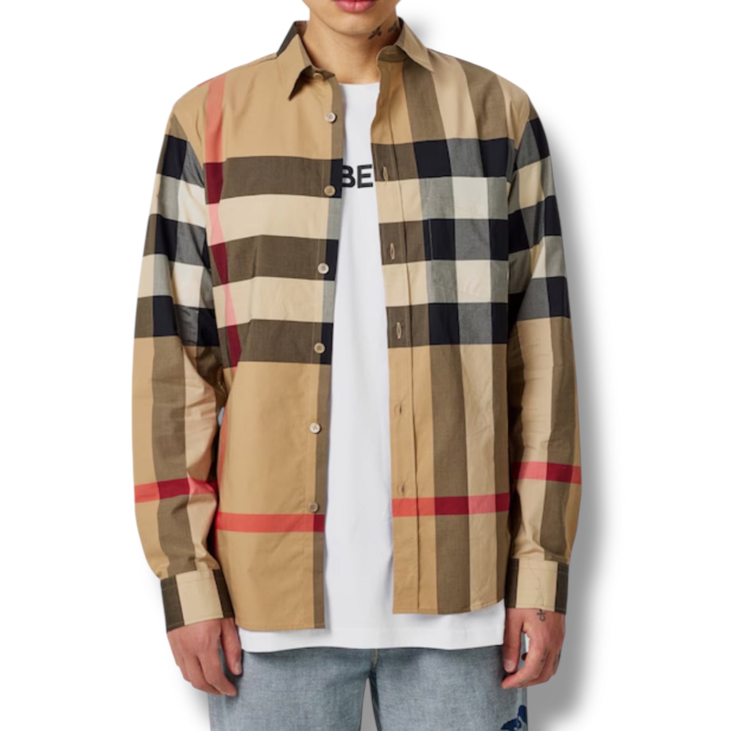 BURBERRY SOMERTON CHECK LONG SLEEVE SHIRT BEIGE