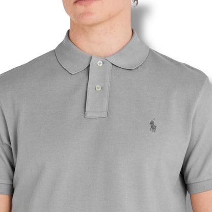 RALPH LAUREN CUSTOM FIT POLO SHIRT SOFT GREY