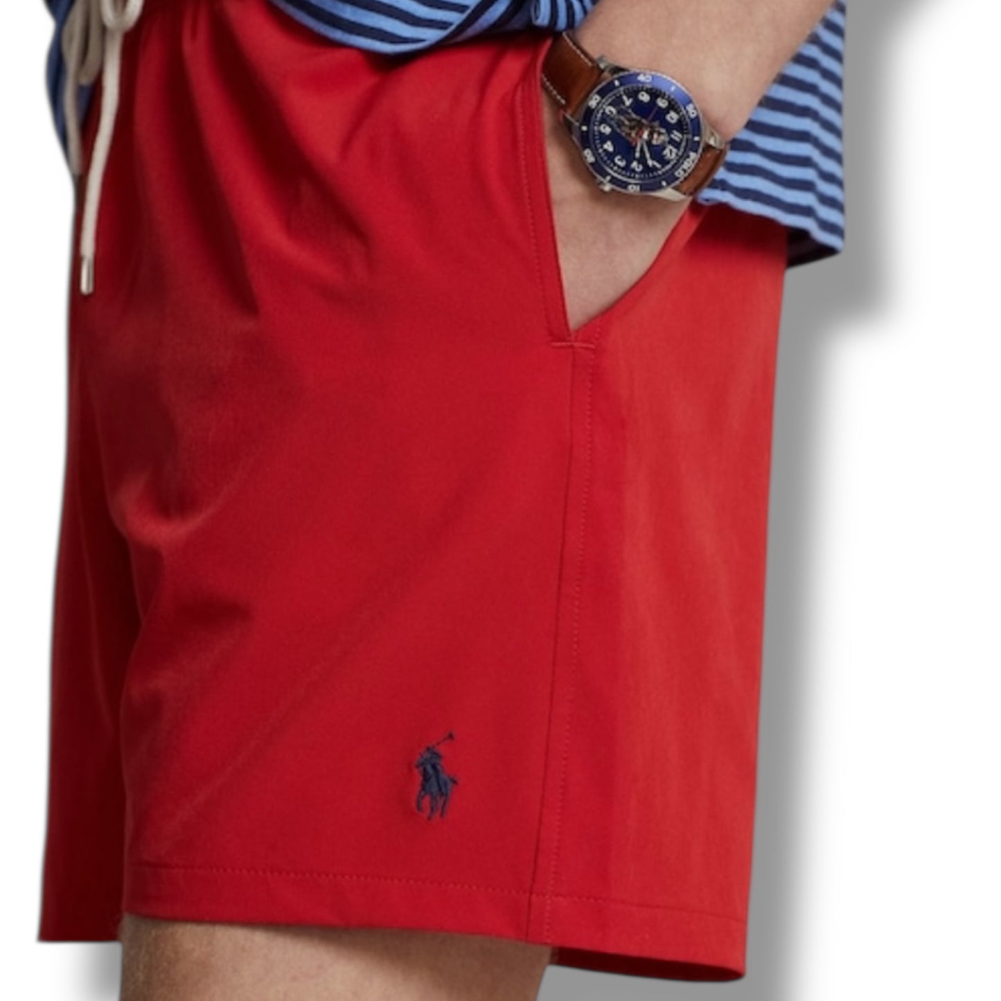 RALPH LAUREN POLO BIG LOGO T-SHIRT & SWIM SHORTS SET WHITE & RED