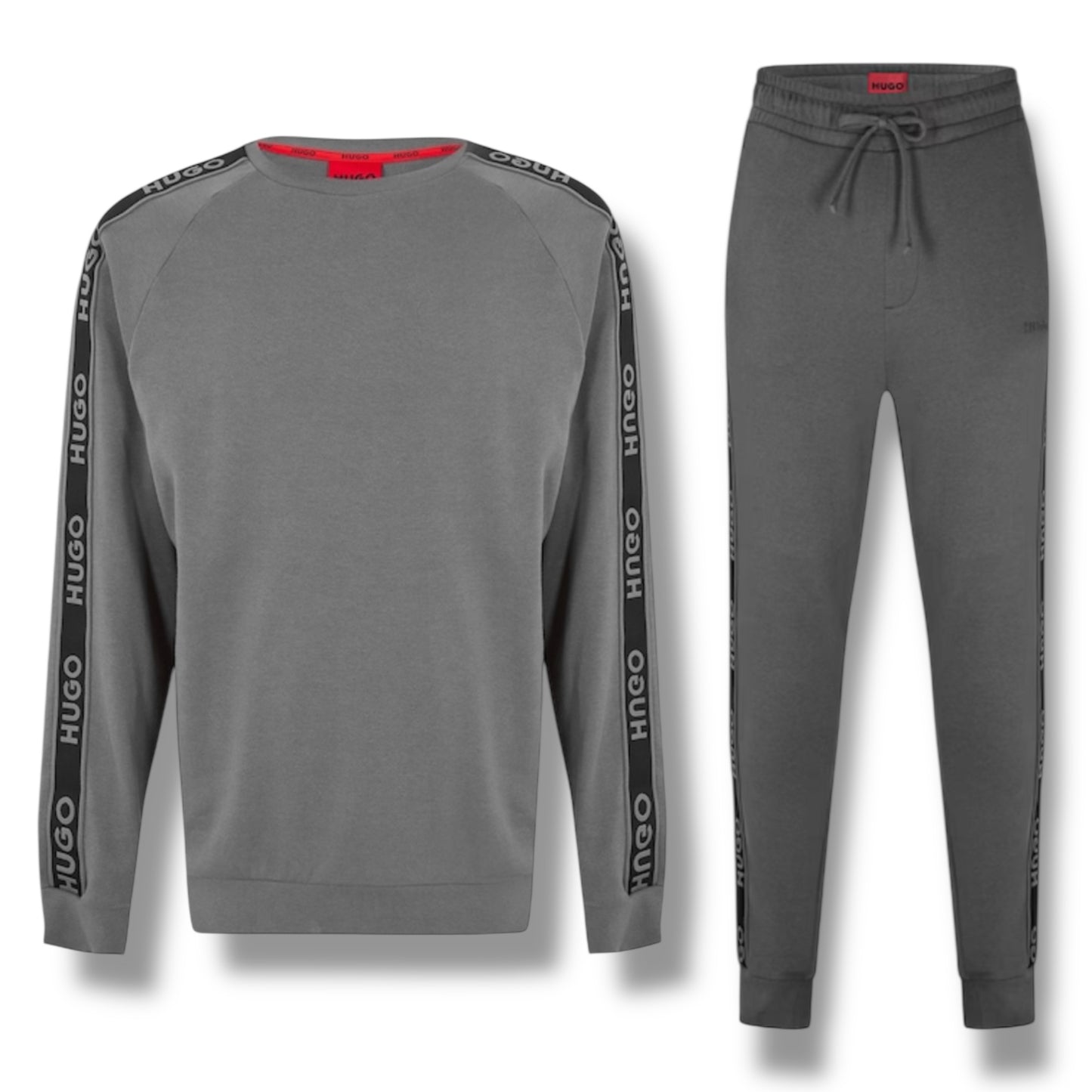 HUGO TAPE CREWNECK FULL TRACKSUIT GREY