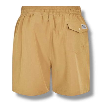 RALPH LAUREN T-SHIRT & SWIM SHORTS SET WHITE & TAN BEIGE