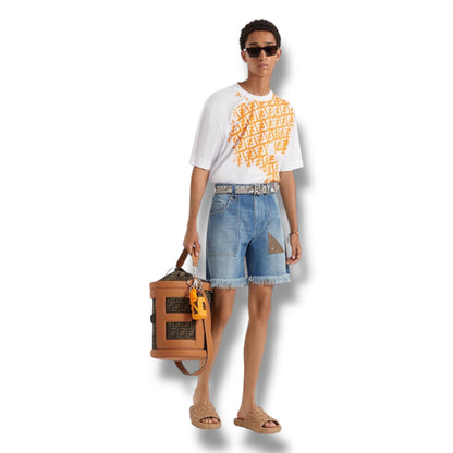 FENDI FF ALL OVER LOGO T-SHIRT WHITE & ORANGE
