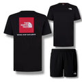 THE NORTH FACE TNF T-SHIRT & SHORTS SET BLACK -RED & BLACK