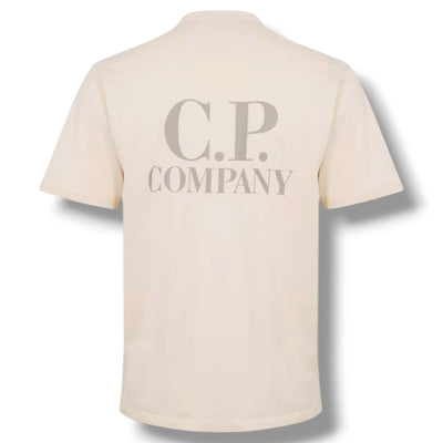 CP COMPANY DOUBLE LOGO T-SHIRT BEIGE