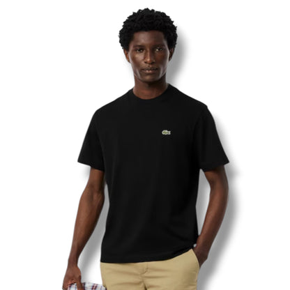 LACOSTE SMALL LOGO T-SHIRT & JERSEY SHORTS SET BLACK & LIGHT BLUE