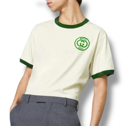 GUCCI FIRENZE 1921 CHEST LOGO T-SHIRT BEIGE