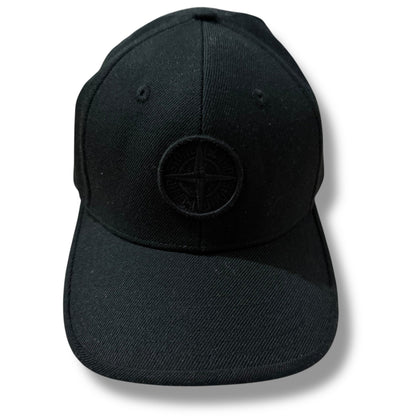 STONE ISLAND JUNIOR COMPASS LOGO BASEBALL CAP BLACK KIDS