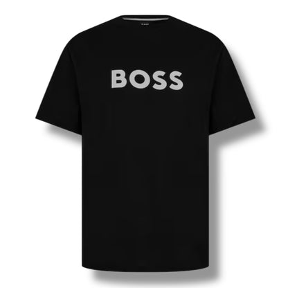 HUGO BOSS BIG LOGO T-SHIRT & SWIM SHORTS COMBO BLACK & WHITE