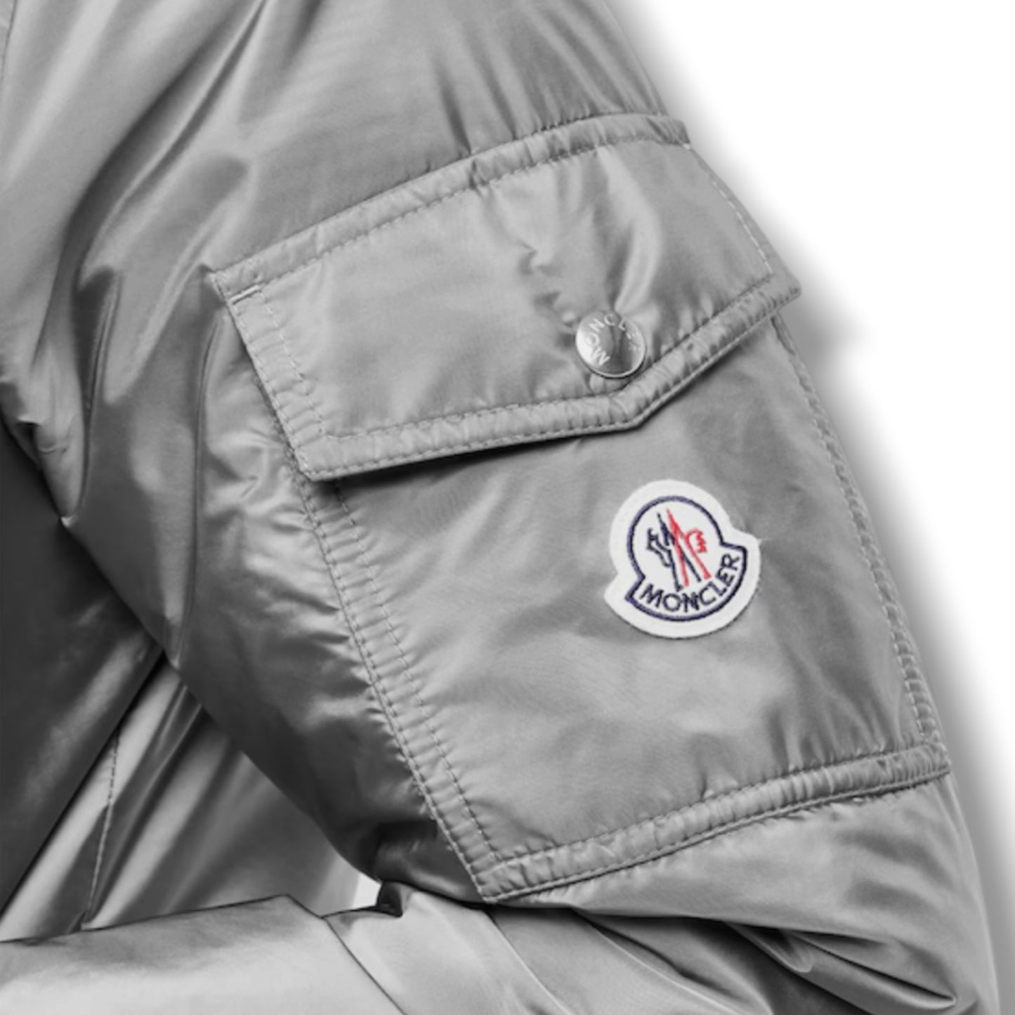 MONCLER HOODED PUFFER BOMBER JACKET GREY