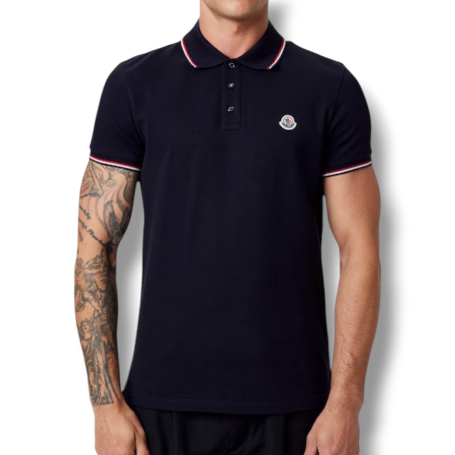 MONCLER LOGO POLO SHIRT NAVY BLUE
