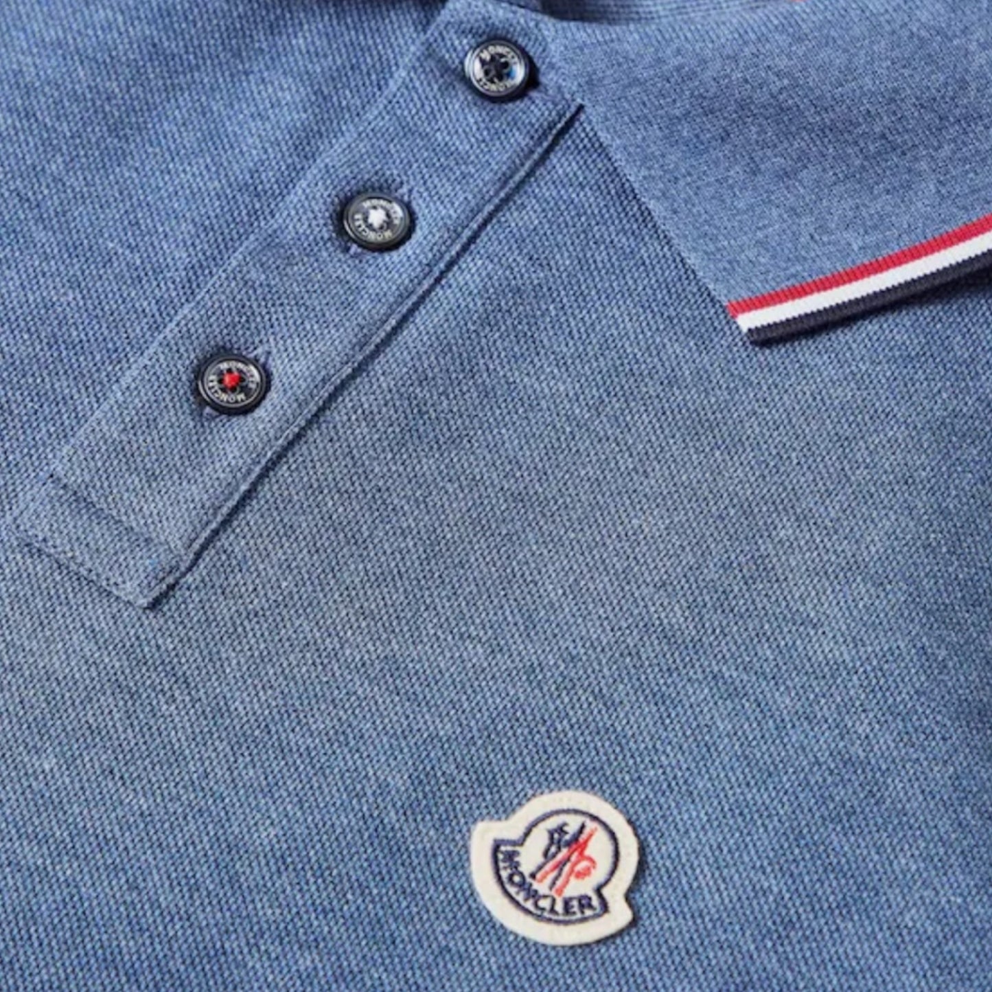 MONCLER LOGO POLO SHIRT PETROL BLUE