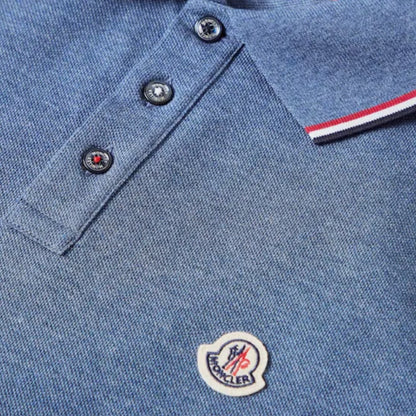 MONCLER LOGO POLO SHIRT PETROL BLUE