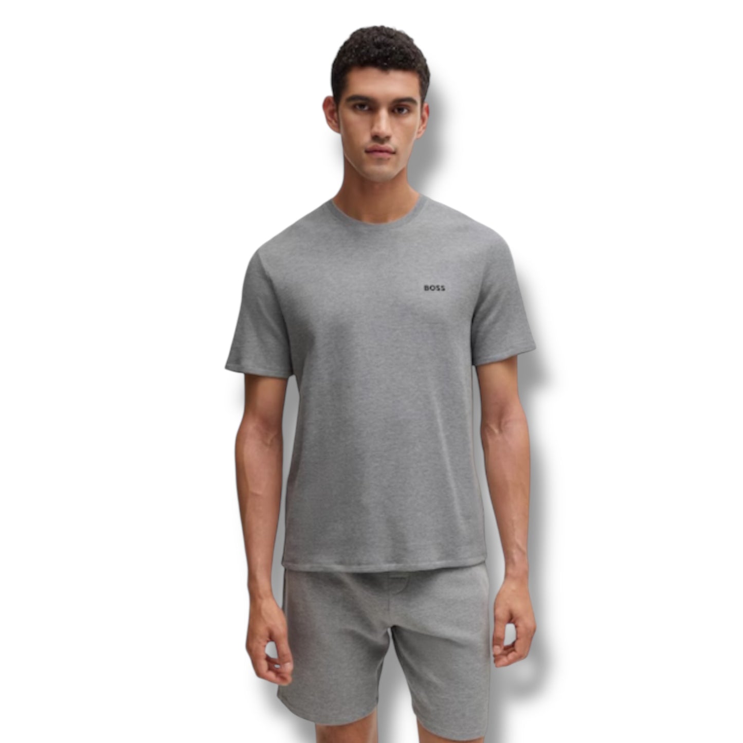 HUGO BOSS WAFFLE JERSEY T-SHIRT & SHORTS SET GREY