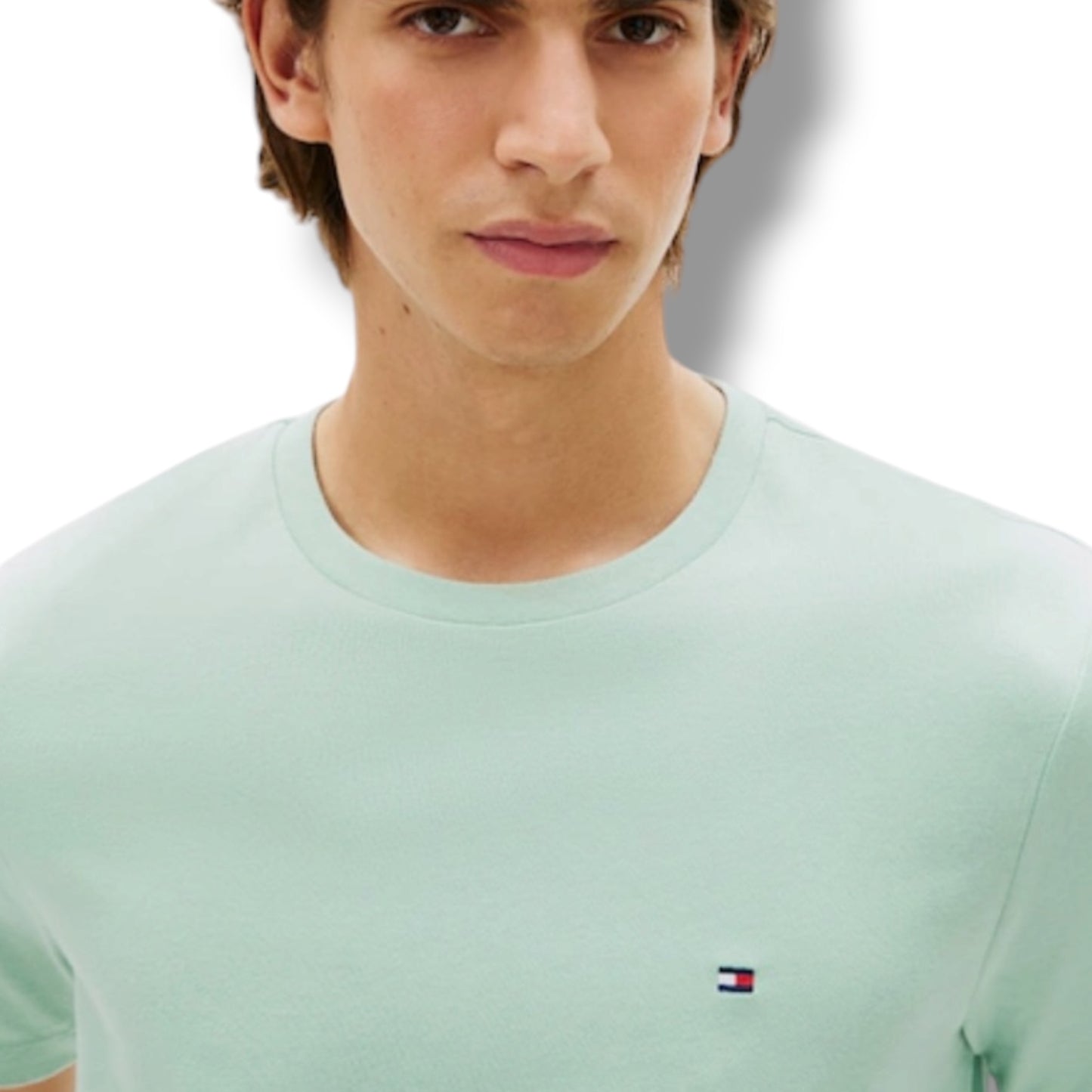 TOMMY HILFIGER SMALL LOGO T-SHIRT & SWIM SHORTS SET MINT GREEN & GREEN