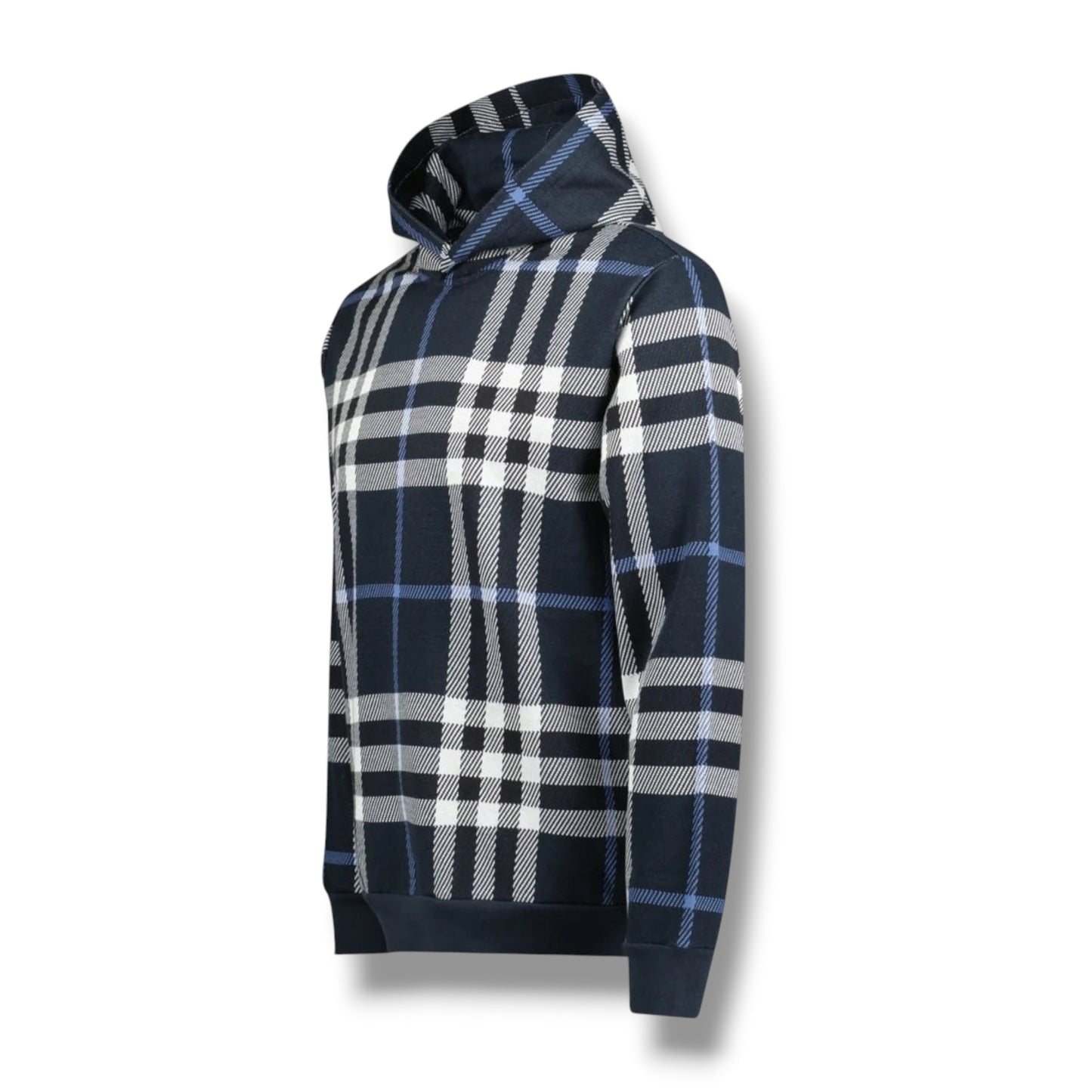 BURBERRY CHECK OTTH HOODIE NAVY BLUE